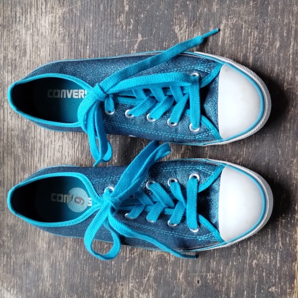 Converse Teal Glitter Low Ox